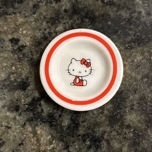 Vtg SANRIO Hello Kitty Miniature Little Kitty Teacup Saucer 1 1/4"‎ Doll Dish